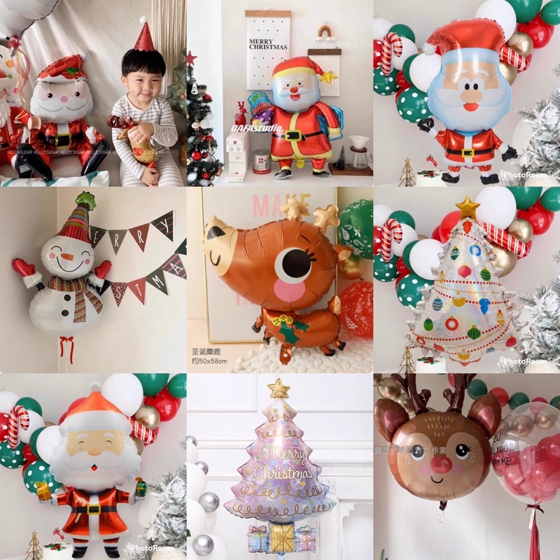 (ตะกร้า1) ร้านไทย พร้อมส่ง ลูกโป่งฟอยด์ธีมคริสมาสต์ แบบเยอะมาก มีหลายตะกร้า กดเข้ามาดูก่อนค่า