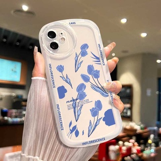 Hostr เคสโทรศัพท์มือถือ ซิลิโคนนุ่ม ลายดอกไม้สีฟ้า เรียบง่าย สําหรับ Realme 5 5i 6i C3 C35 C21Y C25Y C21 RealmeC11 C11 2021 C25 C15 C12 C2