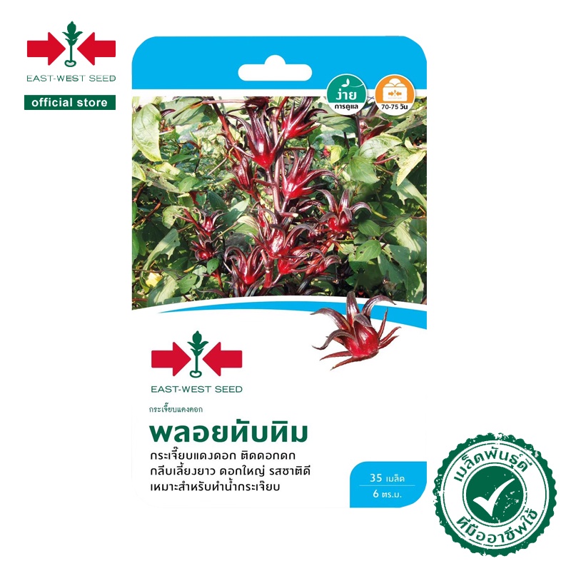 ศรแดง เมล็ดพันธุ์กระเจี๊ยบแดงดอก พลอยทับทิม (East-West Seed) เมล็ดพันธุ์ ผักสวนครัว ตราศรแดง