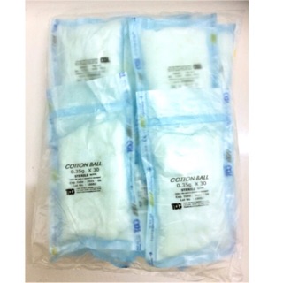 สำลีก้อน ปลอดเชื้อ 30 ลูก/ซอง Cotton Ball Sterile 0.35g. x 30 แพ็ค 10 ซอง