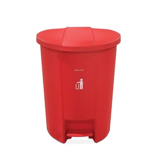 ถังขยะพลาสติกทรง Semi-Round COMBI WARE G2281-RED สีแดง 50 ลิตร ถังขยะ Semi-Round Plastic Trash Can COMBI WARE G2281-RED