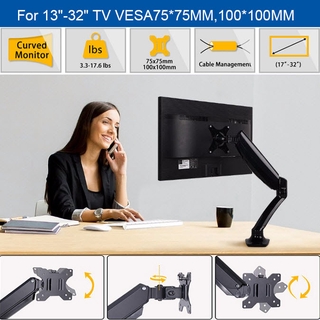 ขาตั้งคอม รุ่นG62 จอมอนิเตอร์ VESA14"-30" แขนอลูมินั่มแก๊สสปริงรับนน.Max6.5Kg ยึดขอบโต๊ะหนาสุด10ซม Gas Arm Monitor Stand