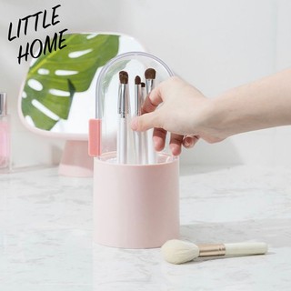 LITTLEHOME AB02 กล่องเก็บแปรงแต่งหน้า พลาสติก มีฝาปิด