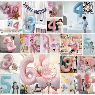 ลูกโป่งตัวเลข ฟอยล์เลข สีชมพูมุก และฟ้ามุก ขนาด 40นิ้ว