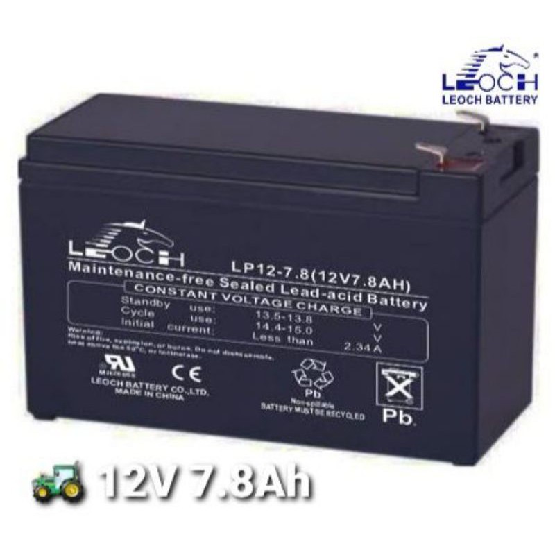 🚜  Battery Leoch LP12-7.8  💥  แบตเตอรี่แห้ง - 12V 7.8Ah  🎇