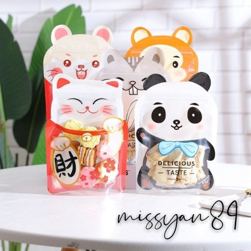 ZIPLOCK กระเป๋าการ์ตูนถุงบิสกิตถุงพลาสติกถุงขนม宠物袋 可爱卡通包装袋 干袋自包装 新年袋 Reseable ถุงพลาสติก Kitty Panda
