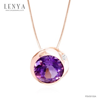 Lenya Jewelry จี้อเมทีสต์ (Amethyst) สีม่วง ตัวเรือนเงินแท้ชุบสีพิ้งค์โกลด์ เหมาะกับสาว working woman