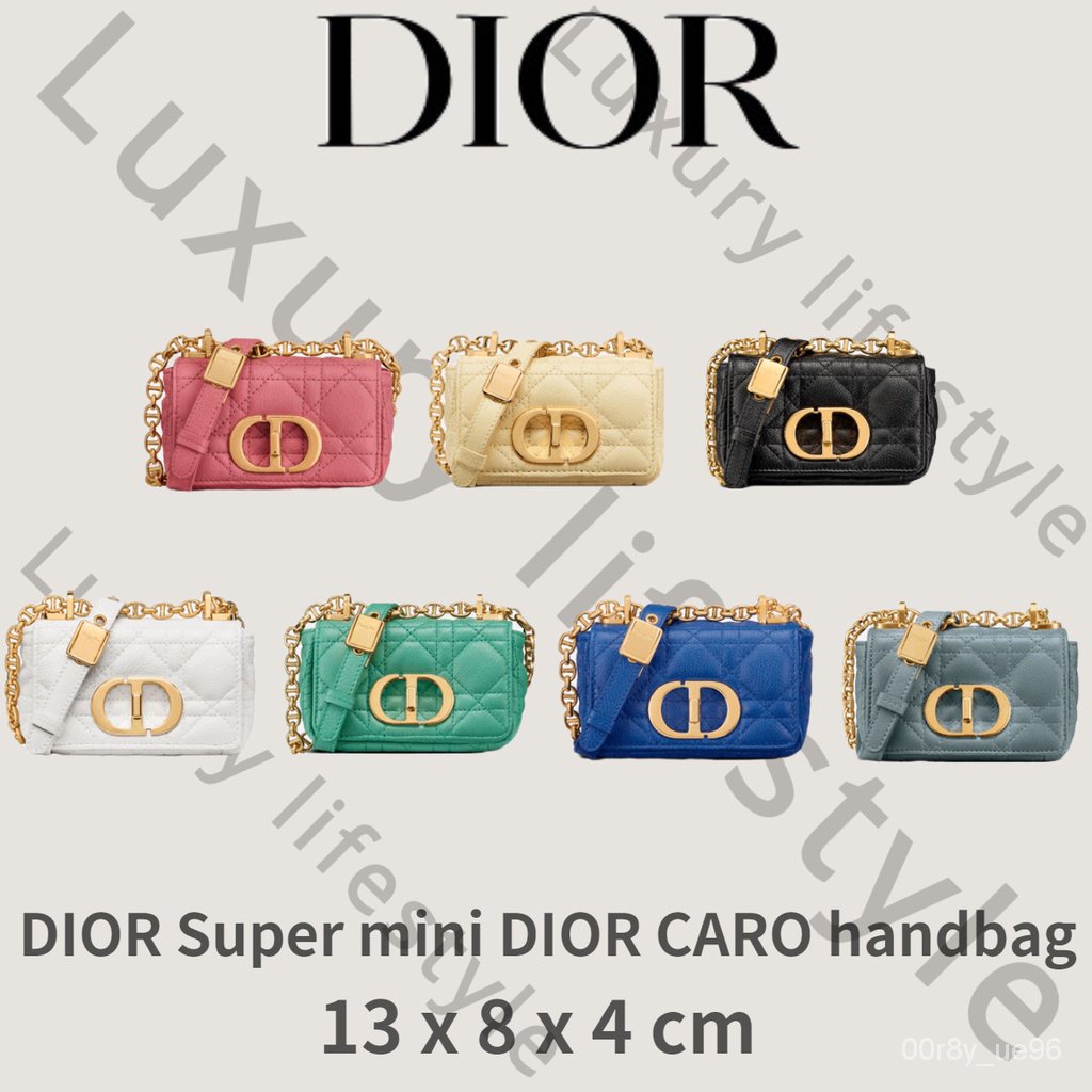 【ของแท้ 100%】Dior super mini DIOR CARO handbag/กระเป๋าถือ Dior super mini DIOR CARO 6ulC