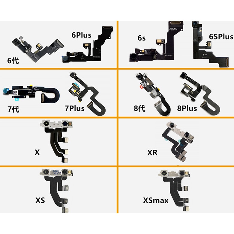 กล้องด้านหน้าสําหรับ 6 Plus 6S 6SP 7 8 Plus X XS Max XR 11 12 13 Pro Max Mini Facing Cam Flex Cable Light Proximity Sensor หูฟังริบบิ้น