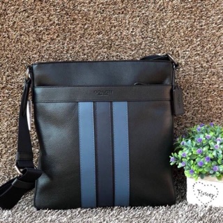 CHARLES CROSSBODY WITH VARSITY STRIPE (COACH F23216) BLACK/DENIM/MIDNIGHT NVY/BLACK ANTIQUE NICKEL