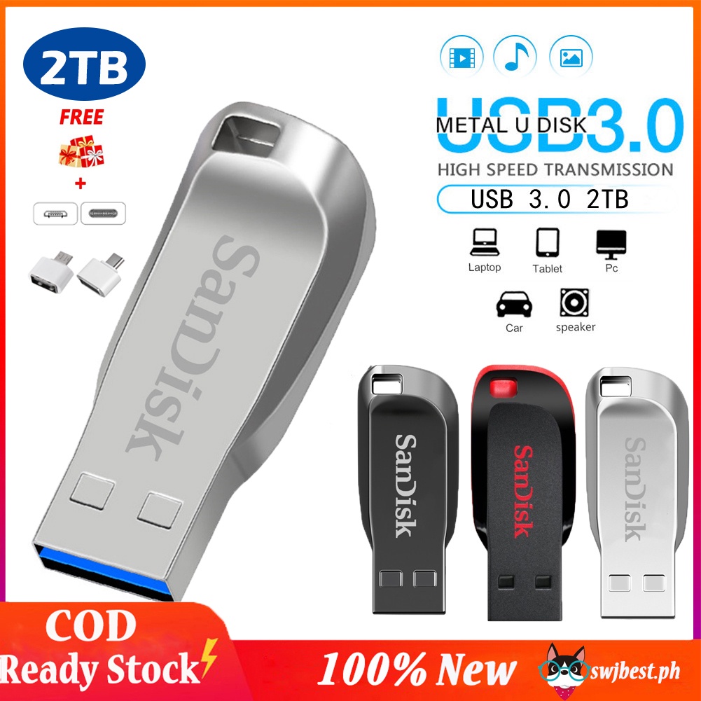 USB 2.0 Flash Drive Cruzer Blade 2TB Thumb Drive SDCZ50 High Speed Date Storage With Two Ada
