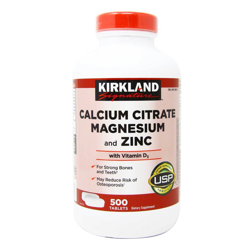 แบ่งขายใส่ถุงซิ๊ปล็อค exp.11/2026 Kirkland Signature Calcium Citrate 500 mg. วิตามิน D3 ,Magnesium และ zinc