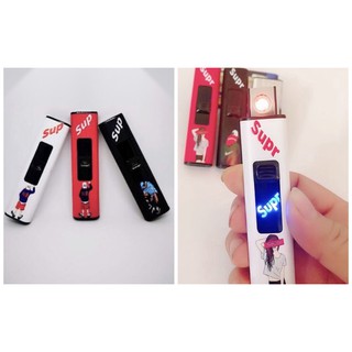 JDANGไฟแช๊กไฟฟ้าไฟแช๊กชาร์จUSB(ลายsuper) 1ชิ้นคละสี/คละลาย