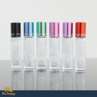 ขวดลูกกลิ้งแฟนซีทรงเพชร ขวดใสฝาสีแฟนซี บรรจุได้ 8ml แพ็ค X12 ชิ้น