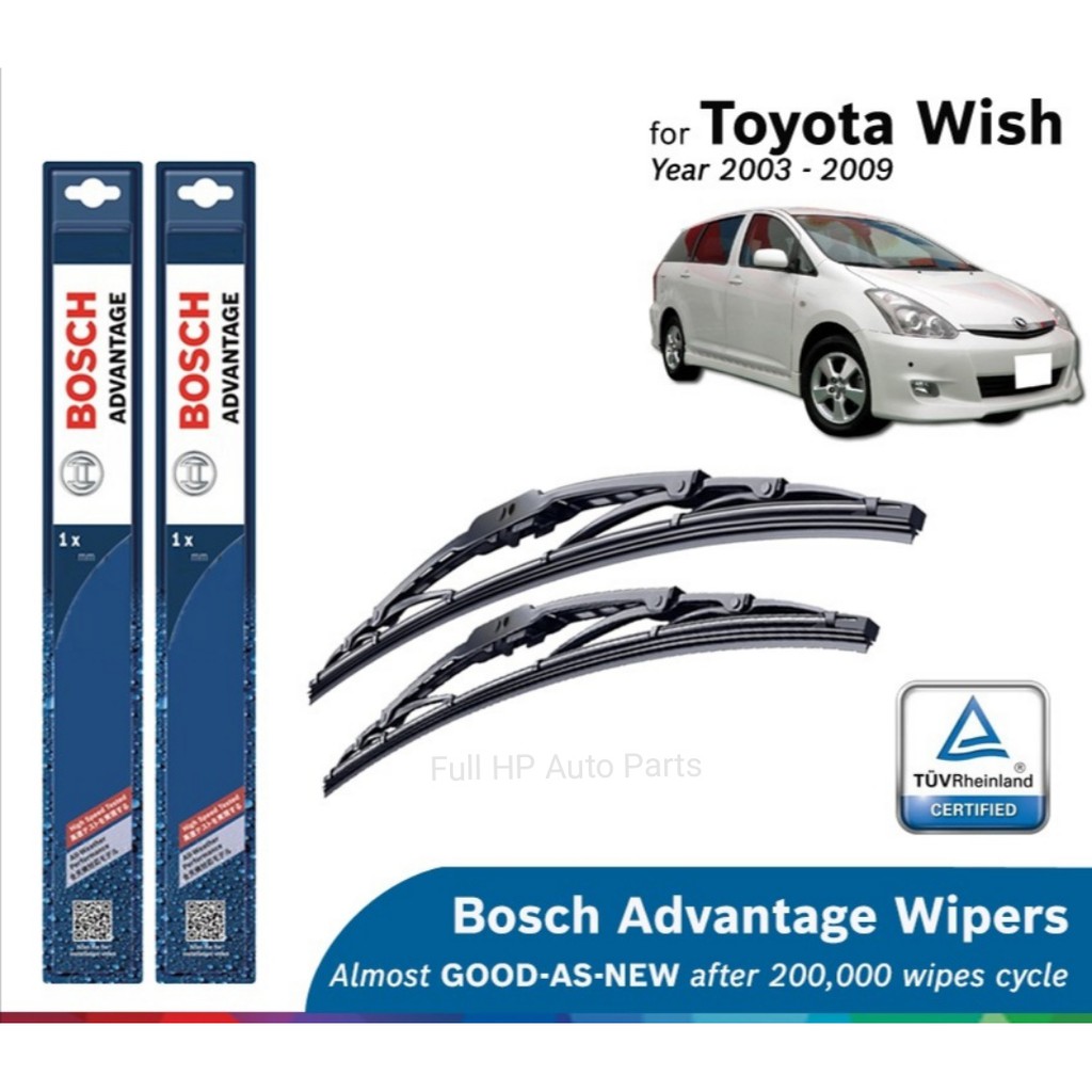 ชุดปัดน้ําฝน Bosch Advantage U Hook สําหรับ Toyota Wish AE10 (24"/16")