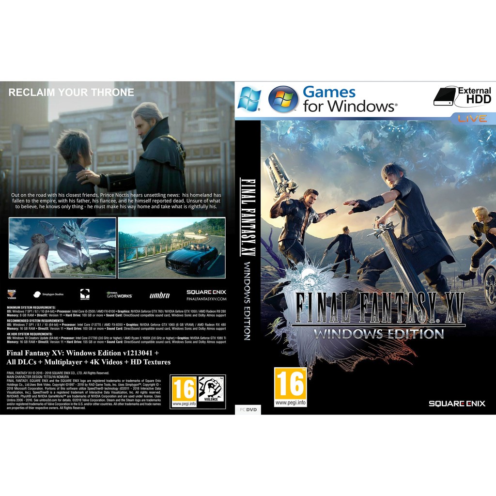 Final Fantasy XV: เกมพีซี Windows Edition [Pendrive INSTALLATION]
