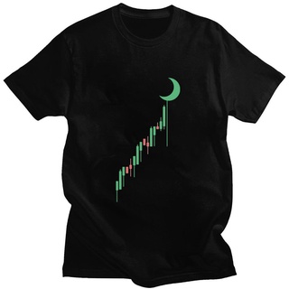 เสื้อยืดแขนสั้นลําลอง ผ้าฝ้าย ทรงหลวม พิมพ์ลาย Crypto Candle To The MOON Cryptocurrency แฟชั่นฤดูร้อน สําหรับผู้ชาย