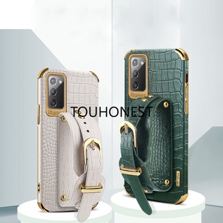 เคส Samsung Galaxy Note 8 เคส Samsung Note 9 Note 10 Lite เคส Samsung Note 10 Plus Note 20 Plus Case Samsung Note 20 Ultra Case Samsung M60S M23 Case Samsung F23 M13 Luxury Shockproof Softcase Crocodile Pattern Leather Wrist Strap Phone Case กันกระแทก