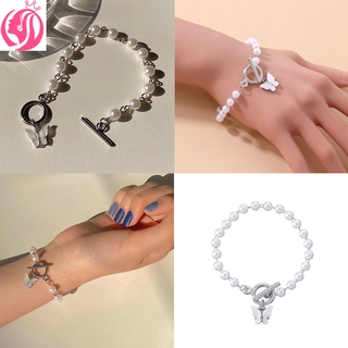 [xijing3] COD Temperament Pearl Butterfly Pendant Bracelet Women Wild Retro Bracelet 1PCS