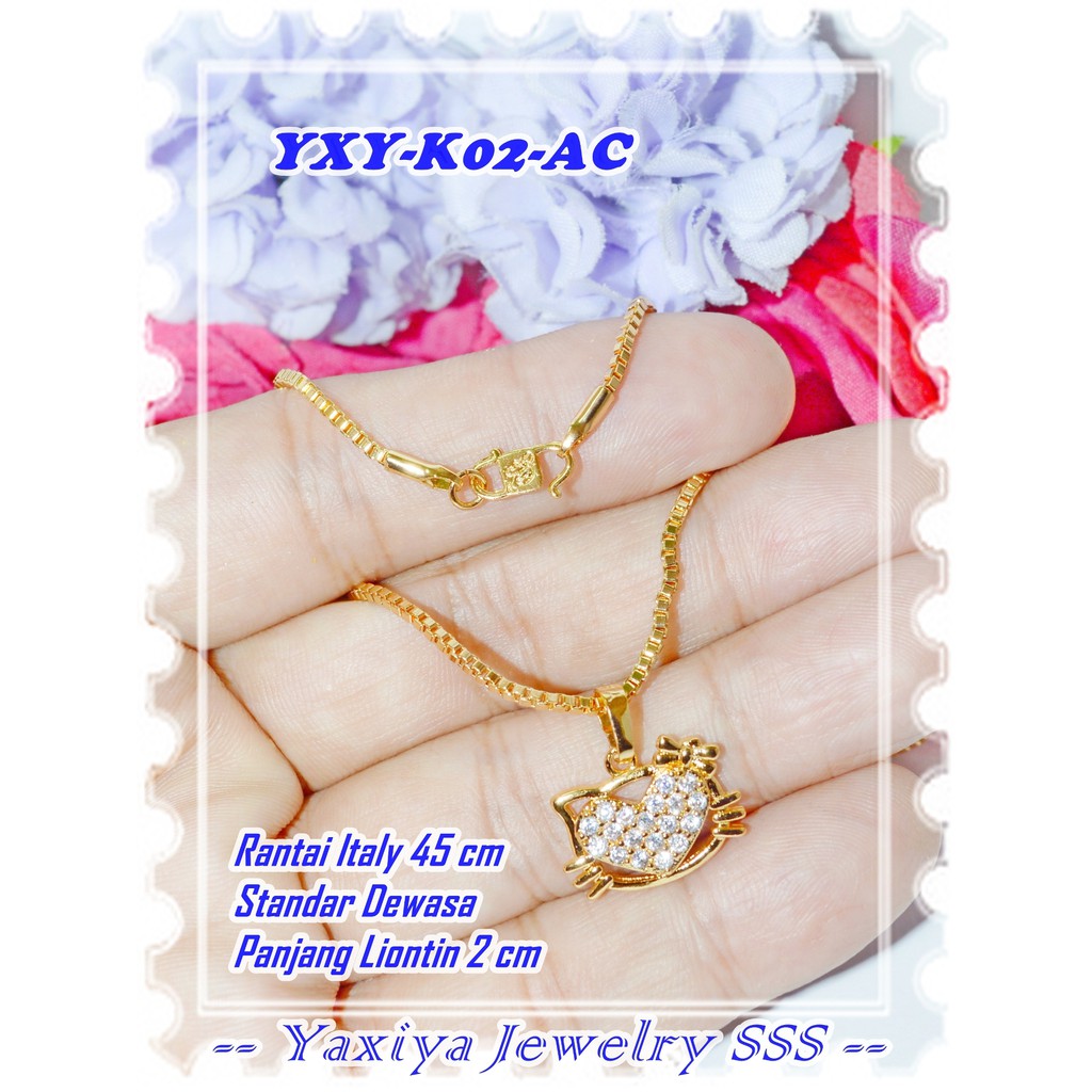 Original Yaxiya ยี่ห้อ 18K Gold Plated สร้อยคอ YXY-K02-AC Kitty Love Gold