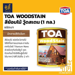 TOA Woodstain สีย้อมไม้ ทีโอเอ วู้ดสเตน (1 กล.) (ชนิดเงา) สี ย้อมไม้ ทีโอเอ วู้ดสเตน เงา Wood Stain (3.8 ลิตร)