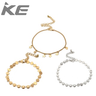 Jewelry Popular Alloy Disc Chain Love Pentagram Pendant MultiAnklet for girls for women low pr