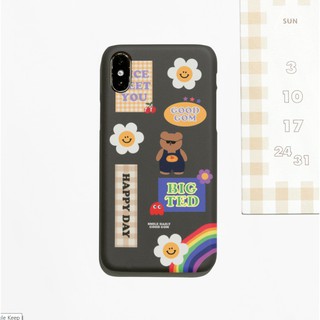 【Korean Phone Momo Case】 Happy Day Black 5 Types Slim Card Cute Hand Made Cute Unique Design SAMSUNG Compatible for iPhone 8 xs xr 11pro 11 12 12pro mini Samsung Korea Made