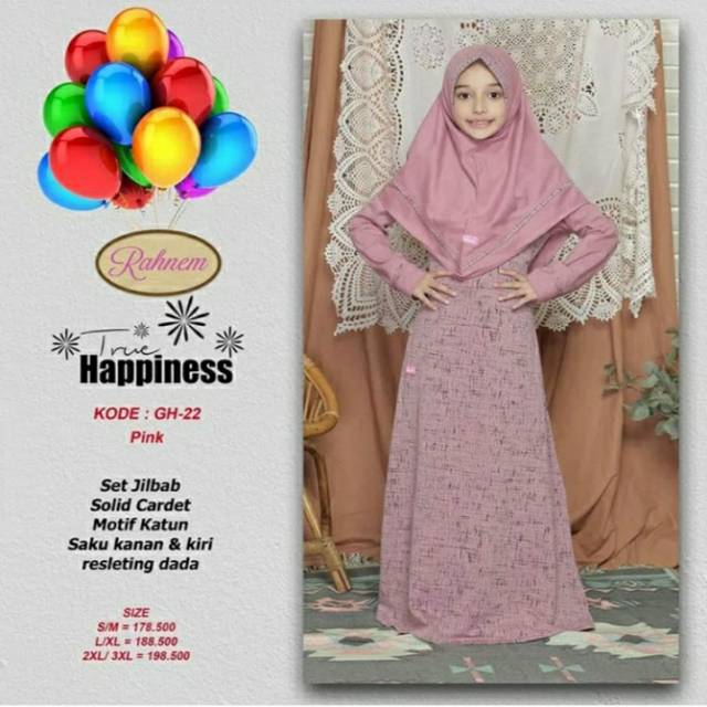 Rahnem GH 22 - เสื้อผ้ามุสลิมเด็ก - Gamis สําหรับเด็กน่ารักที่สวยงาม Plus Hijab