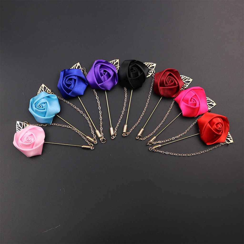 23 สี ผู้ชาย สูท ทอง ใบไม้ เข็มกลัด ผู้ชาย และผู้หญิง คอปก ดอกไม้ เข็มยาว พร้อมโซ่ แฟชั่น ผู้หญิง เข็มกลัดผ้า