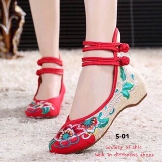 รับตรุษจีน!! รองเท้าผ้าปักOld Beijing Mary Janes flat shoes (มาเพิ่ม)