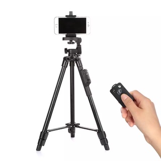 YUNTENG 5208อลูมิเนียม Tripod With 3-Way Head &amp; Bluetooth Remote + คลิปสำหรับกล้องโทรศัพท์