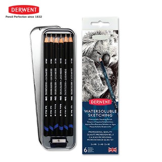 DERWENT ดินสอสเก็ตซ์ WTS 6 แท่ง  - TIN (Watersoluble SketchingTin of 6) 1 set