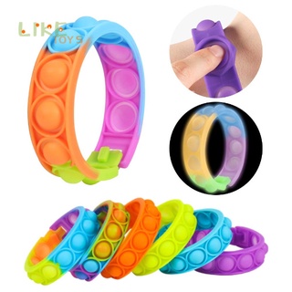 Push Pop-It สายรัดข้อมือ Fidget ของเล่นเด็ก Push Bubble Watch ความเครียดบรรเทา Sensory ของเล่นสำหรับเด็ก Adult