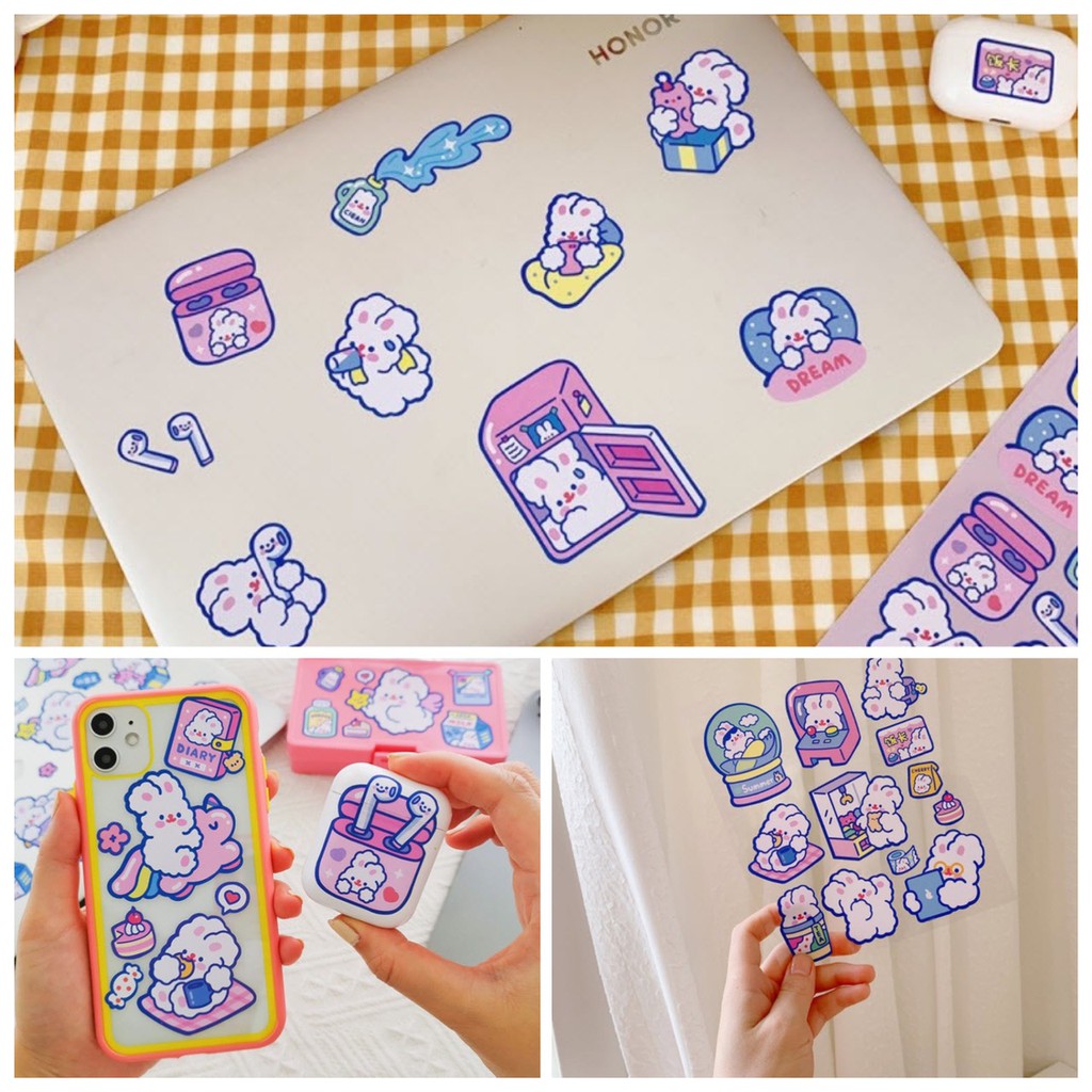 สติ๊กเกอร์ รุ่น กระต่าย Sticker น่ารัก สำหรับติดตกแต่ง DIY ติดแน่น ทน ...