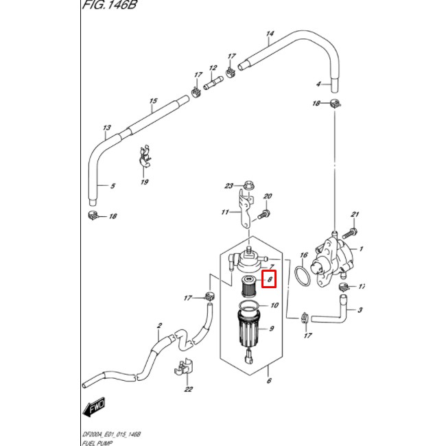15412-92J00-000 FILTER, FUEL กรองน้ำมันเชื้อเพลิง เครื่องยนต์เรือซุซุกิ Suzuki Outboard 15412-92J00 
