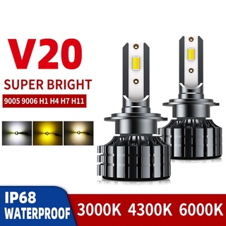 MGLLIGHT หลอดไฟตัดหมอก LED 3 สี สําหรับรถยนต์ 3000K+4300K+6000K H1 H3 H8 H11 Canbus HB3 HB4 H7 12V 24V 12000LM