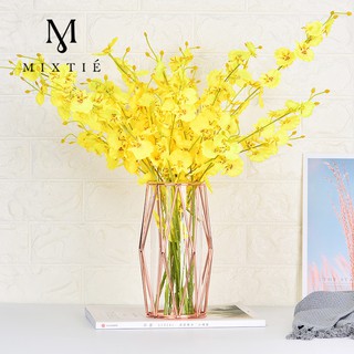 แจกัน เบแร็กนา Test Tube Vase Planter, Shaped Metal Rack Stand Glass Vases Crystal Clear Flower Vase Decorative