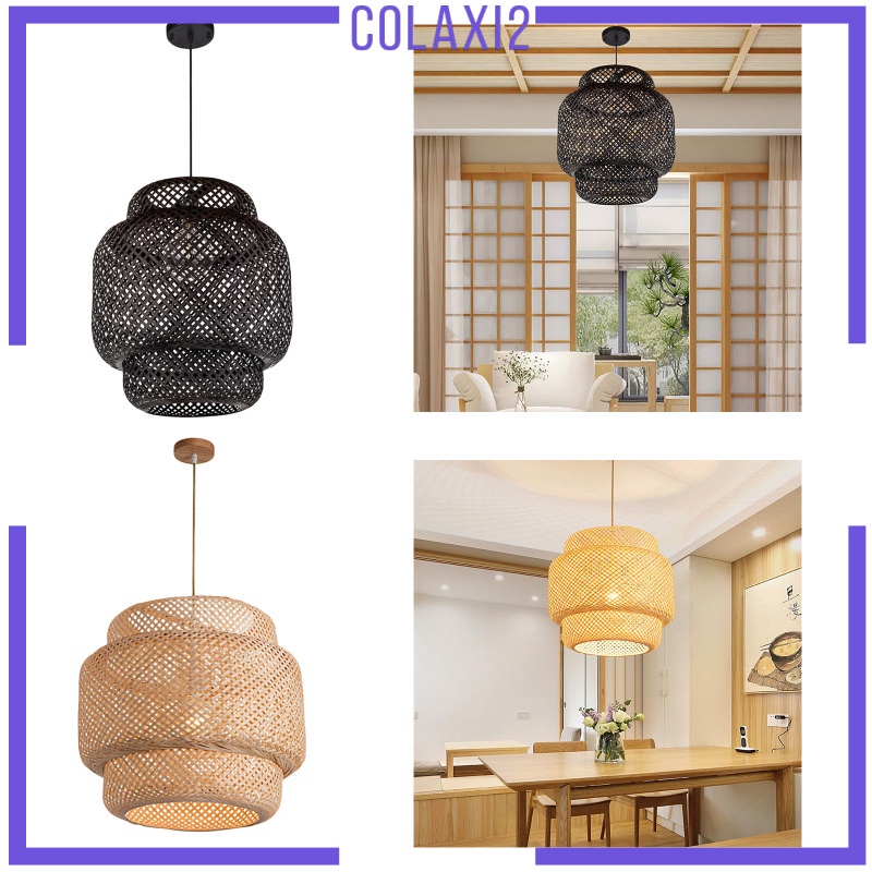 [COLAXI2] โคมไฟ จี้ไม้ไผ่สาน ดีไซน์ทันสมัย สีเบจ