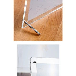 กรอบรูป กรอบรูปอะคริลิค หนา 5mm ขนาด 5-12นิ้ว A4/A5/A6 สําหรับวางโปสเตอร์ วางบนโต๊ะ พร้อมขาตั้ง ป้ายอะคริลิคตั้งโต๊ะ