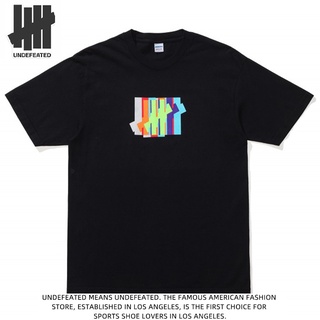 แฟชั่น เสื้อยืดแขนสั้นลําลอง ทรงหลวม พิมพ์ลายผีห้าแถบ undefeated สําหรับผู้ชาย และผู้หญิง