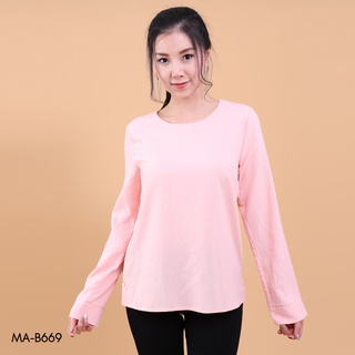 AMILA Blouse AM-B669 Cotton ด๊อบบี้ แขนยาว IGPU18-SL6