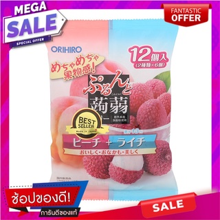 โอริฮิโระขนมเยลลี่ผสมบุกรสลิ้นจี่และพีช 240กรัม Orihiro Konjac Jelly Confectionery Lychee and Peach Flavor 240g.