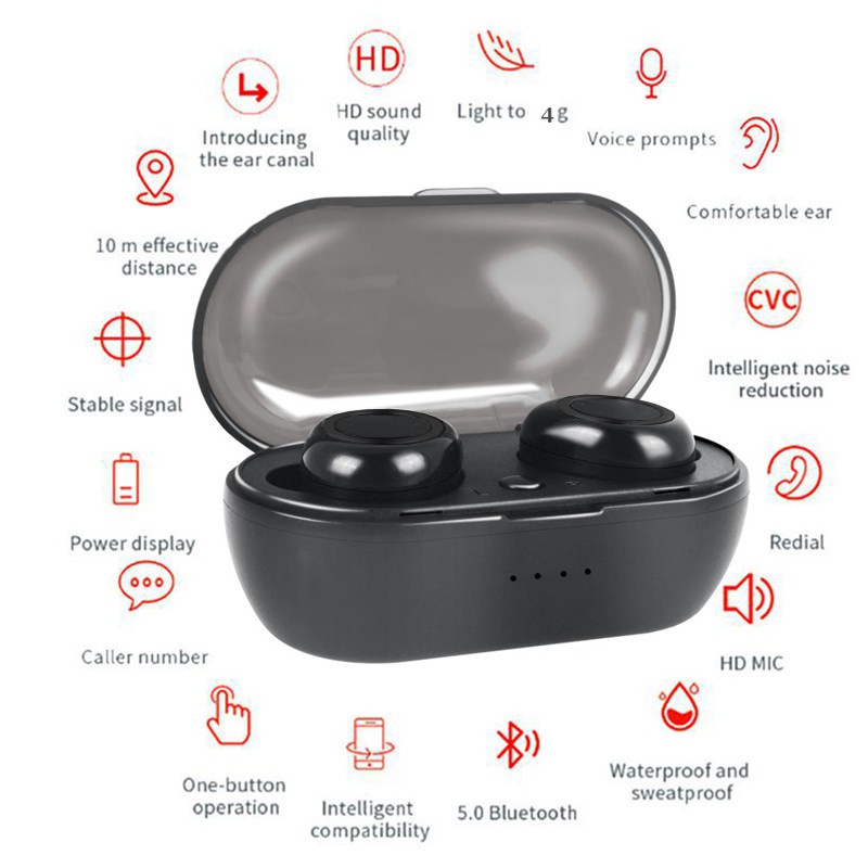 【พร้อมส่ง】หูฟังบลูทูธไร้สาย TWS Bluetooth 5.0 Earbuds Bass Stereo Sound หูฟังกีฬา หูฟังออกกำลังกาย เปิดและเชื่อมต่ออัตโน