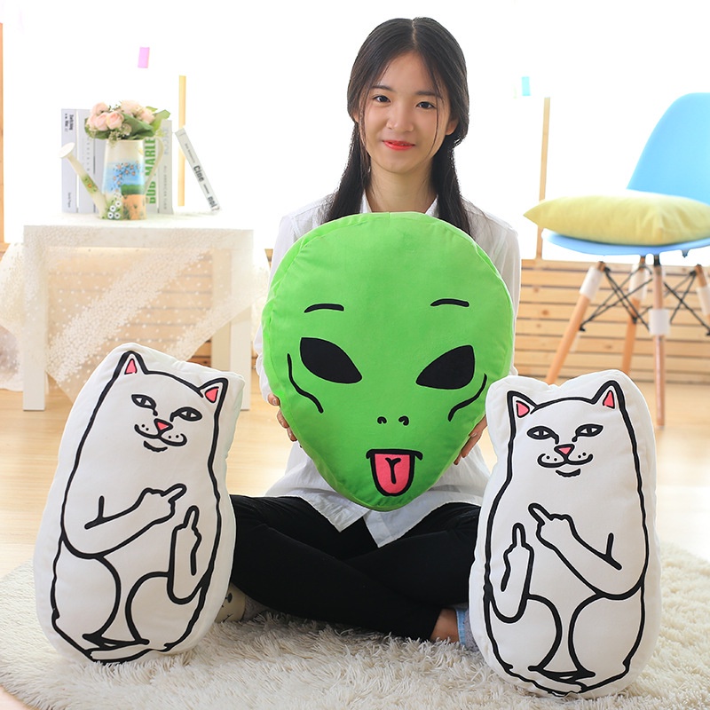Super Cute Little Cat Middle Finger Pillow Doll Alien Plush Toy ...