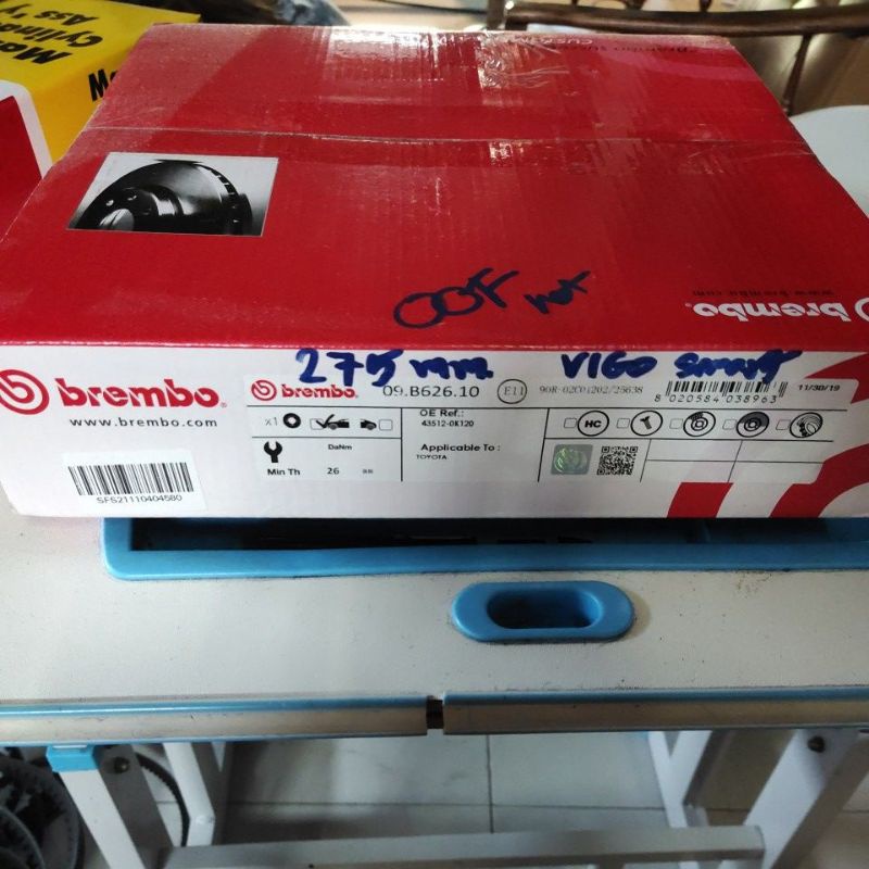 จานเบรค Vigo smart/Revo 4x2 แบบ 5 รู จานกว้าง 275mm ยี่ห้อ Brembo