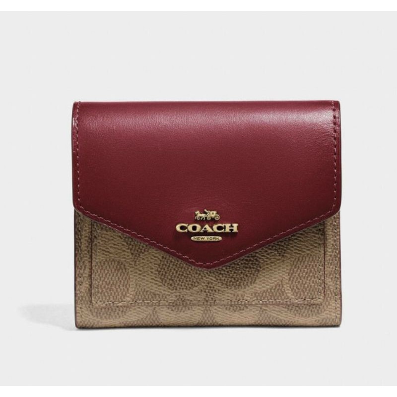 Coach 31548 Small Wallet In Colorblock Signature Canvas(Deep Red)