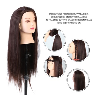 Hair Training Head หุ่นตุ๊กตาหัวตุ๊กตาสีน้ําตาลเข้มสําหรับฝึกทําผม