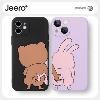 Jeero เคสคู่ เคสไอโฟน คู่รัก กันกระแทกซิลิโคนนุ่มการ์ตูนน่ารักตลก เคสโทรศัพท์ Compatible for iPhone 13 12 11 Pro Max SE 2020 X XR XS 8 7 ip 6S 6 Plus HFF1360