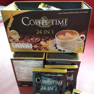 Coffee Time Plus+ คอฟฟี่ไทม์ พลัส 24 in 1 ( กาแฟปรุงสำเร็จ พรีเมียม หอมเข้มเต็มอารมณ์มอคค่า)