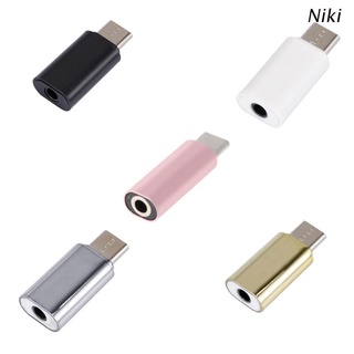 Niki Mini Portable USB C Type C Male to 3.5MM Female Headphone Jack Audio Adapter Stereo Earphone Headset Converter for Xiaomi Huawei Google Pixel OnePlus Cellphones